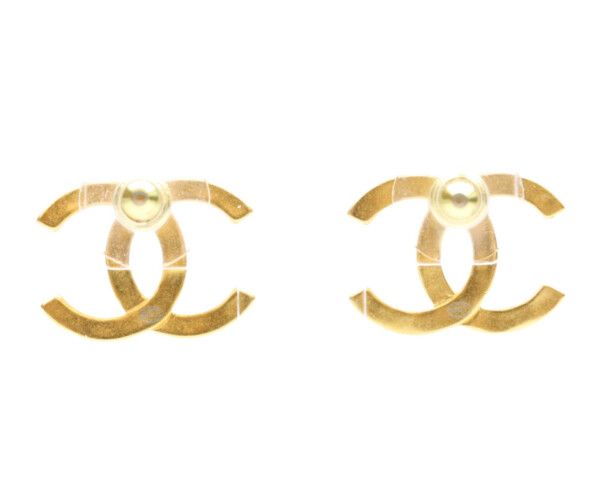 Chanel 24k Gold Rhinestone CC Logo Earrings — view 3