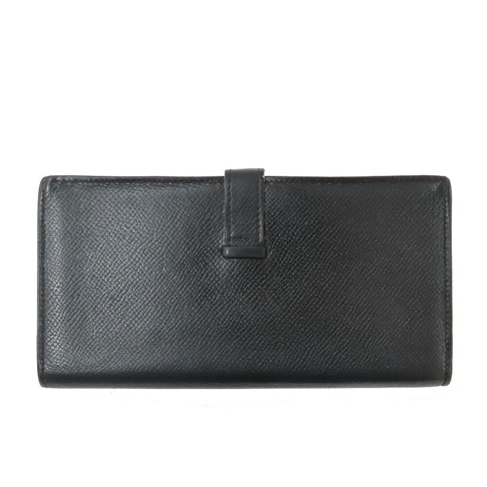 Hermes Bearn Souffle Veau Epsom Black Silver Wallet — view 4