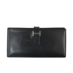 Hermes Bearn Souffle Veau Epsom Black Silver Wallet