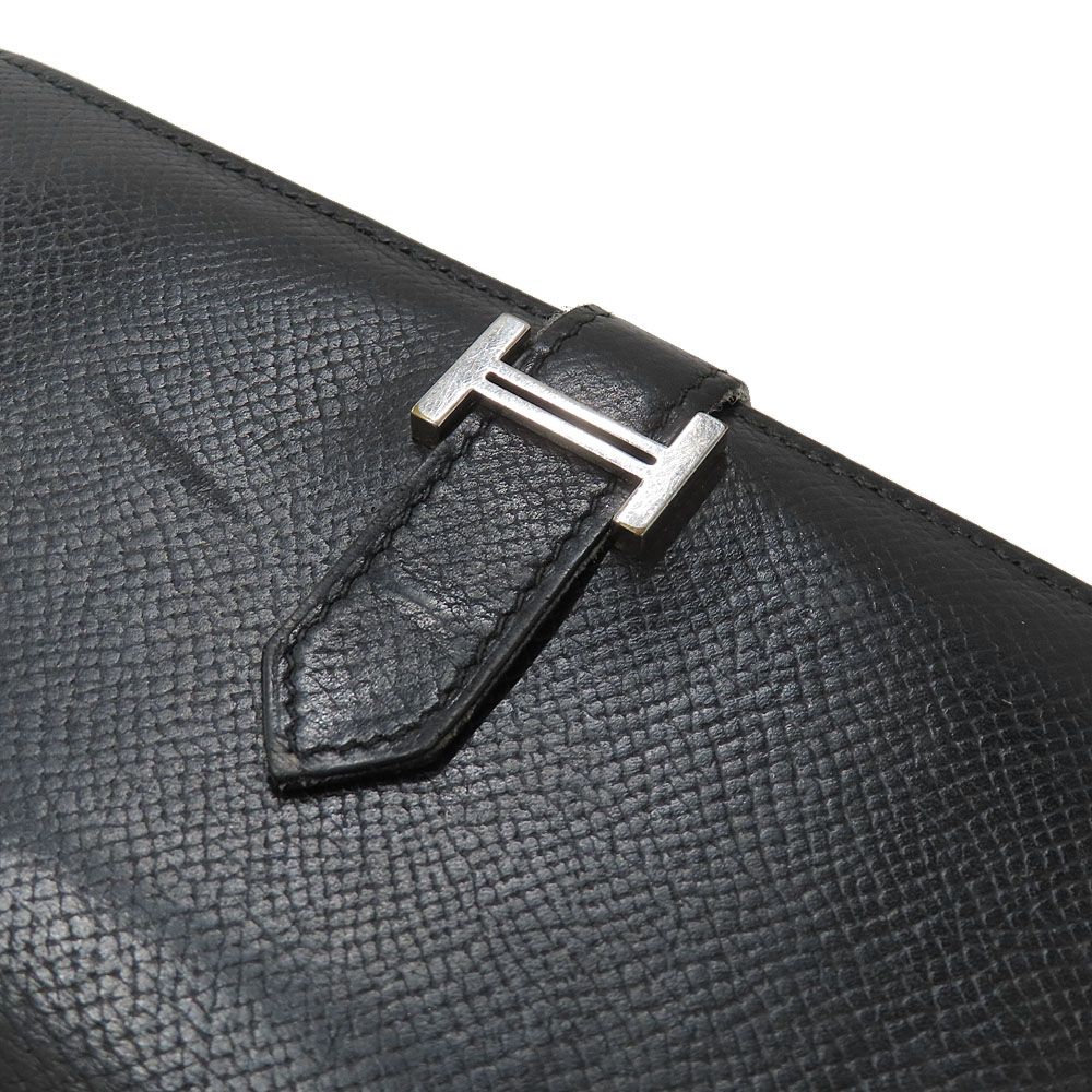 Hermes Bearn Souffle Veau Epsom Black Silver Wallet — view 5