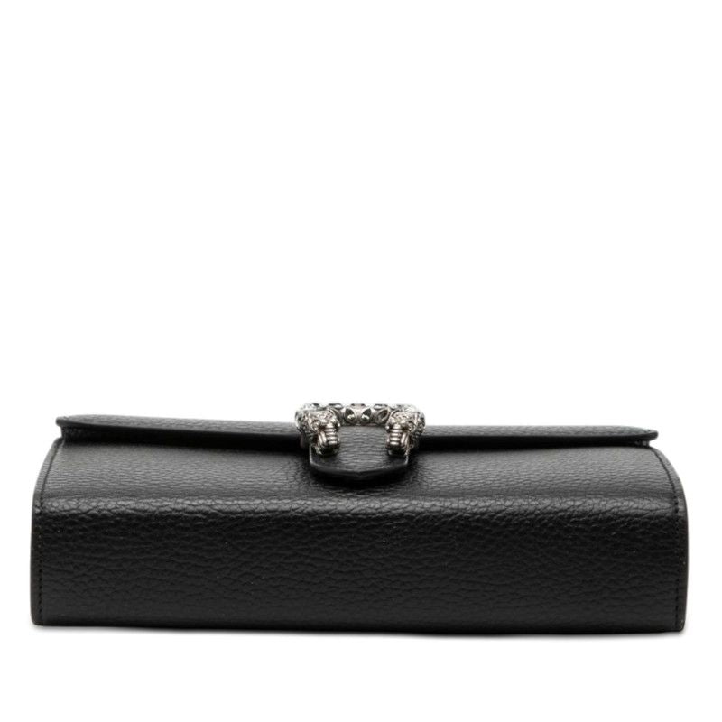 Gucci Dionysus Crossbody Chain Wallet Shoulder Bag Black Leather — view 3