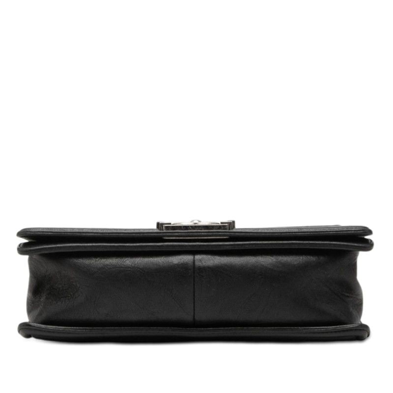 Chanel CC Logo Studs Boy Chain Shoulder Bag Black Calf — view 3