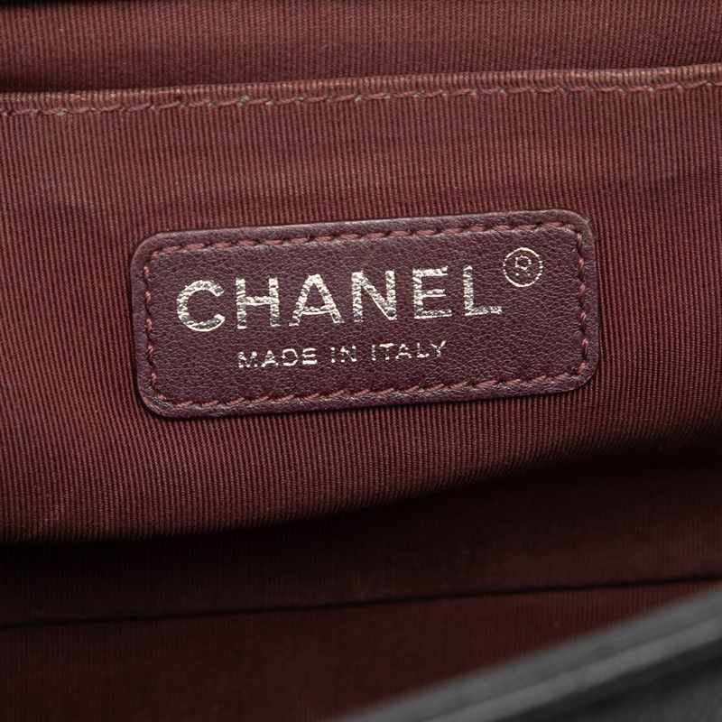 Chanel CC Logo Studs Boy Chain Shoulder Bag Black Calf — view 5