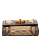 Gucci Jumbo GG Bambu Bifold Wallet Beige Brown Canvas Leather — view 3