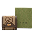 Gucci Jumbo GG Bambu Bifold Wallet Beige Brown Canvas Leather — view 6