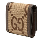 Gucci Jumbo GG Bambu Bifold Wallet Beige Brown Canvas Leather — view 2