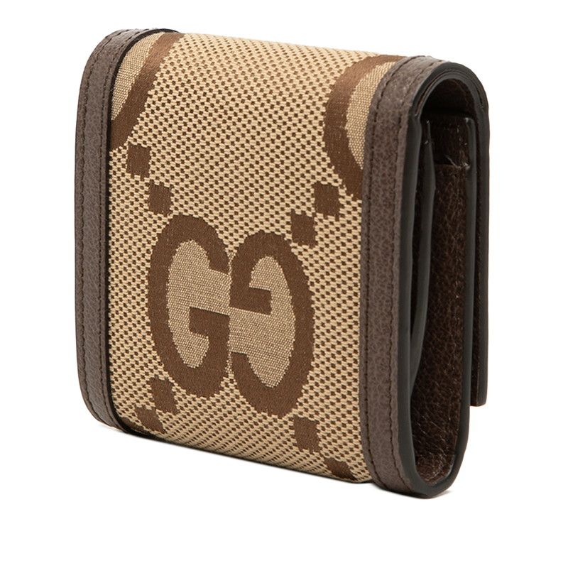 Gucci Jumbo GG Bambu Bifold Wallet Beige Brown Canvas Leather — view 2