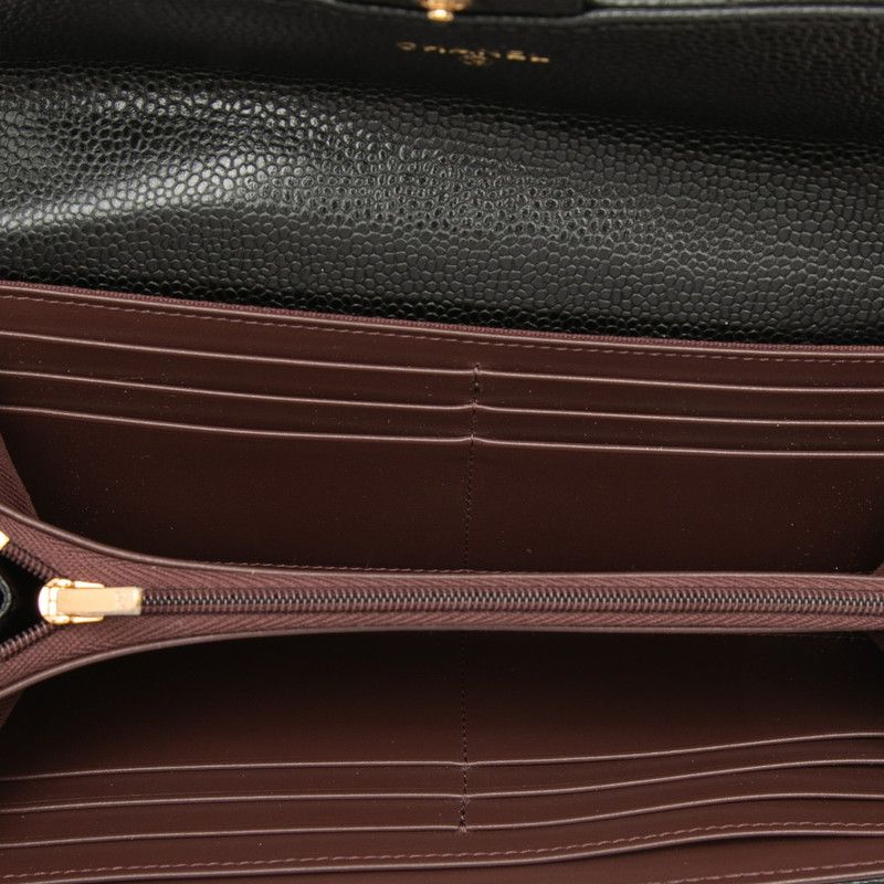 Chanel Quilted CC Logo Wallet Black Caviar Leather — view 4