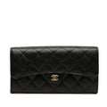 Chanel Quilted CC Logo Wallet Black Caviar Leather