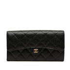 Chanel Quilted CC Logo Wallet Black Caviar Leather