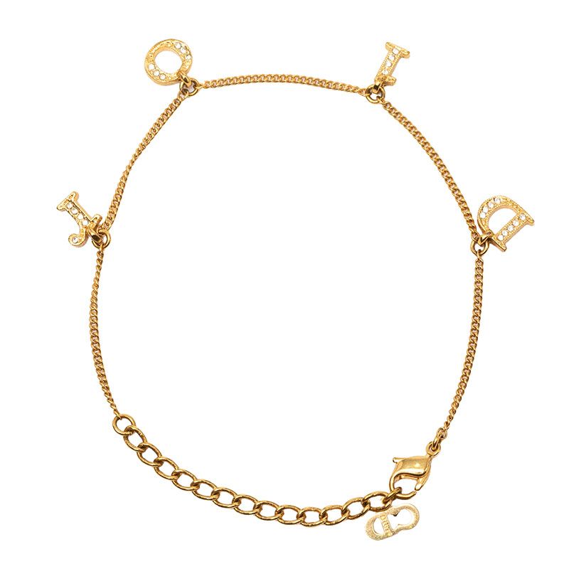 Dior Logo Bracelet Gold Rhinestone Plated — view 3