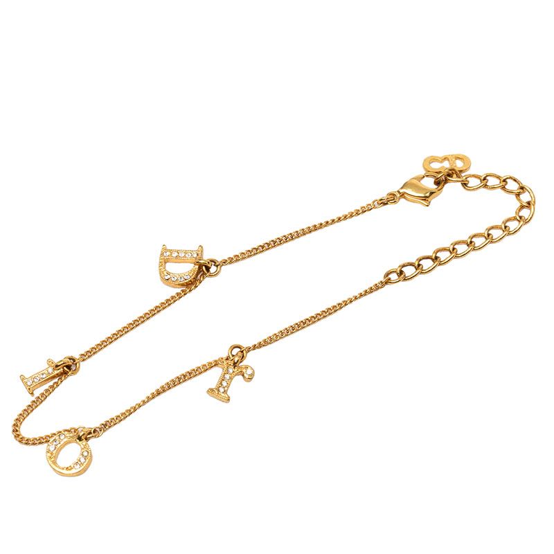 Dior Logo Bracelet Gold Rhinestone Plated — view 4