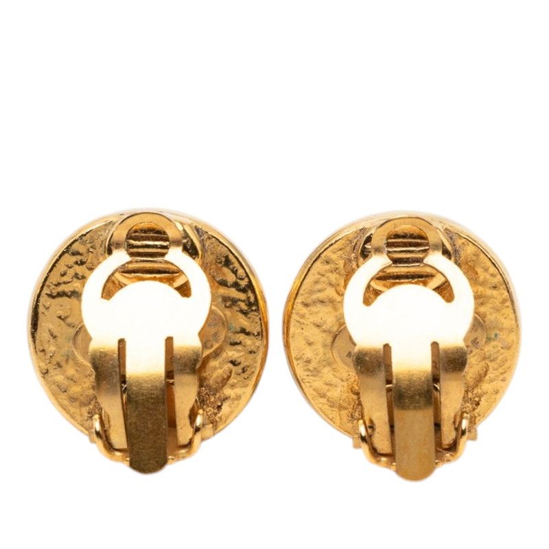 Chanel CC Logo Vintage Earrings Gold Faux Pearl Plated — view 2