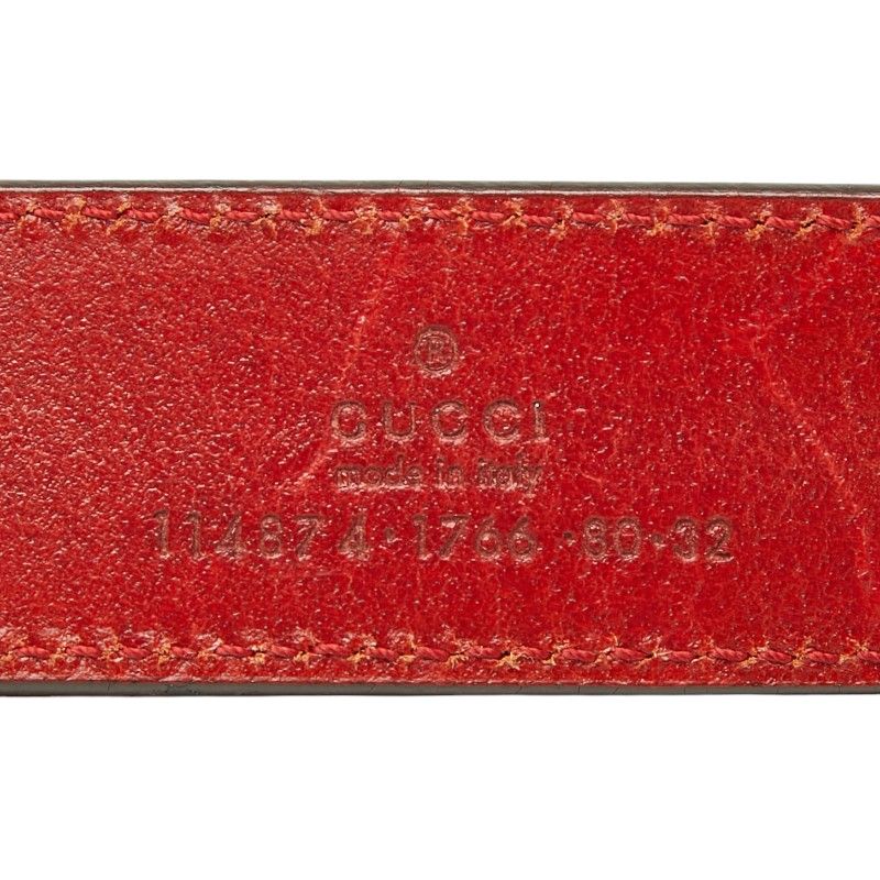Gucci Interlocking Logo Buckle Belt Red Leather — view 5