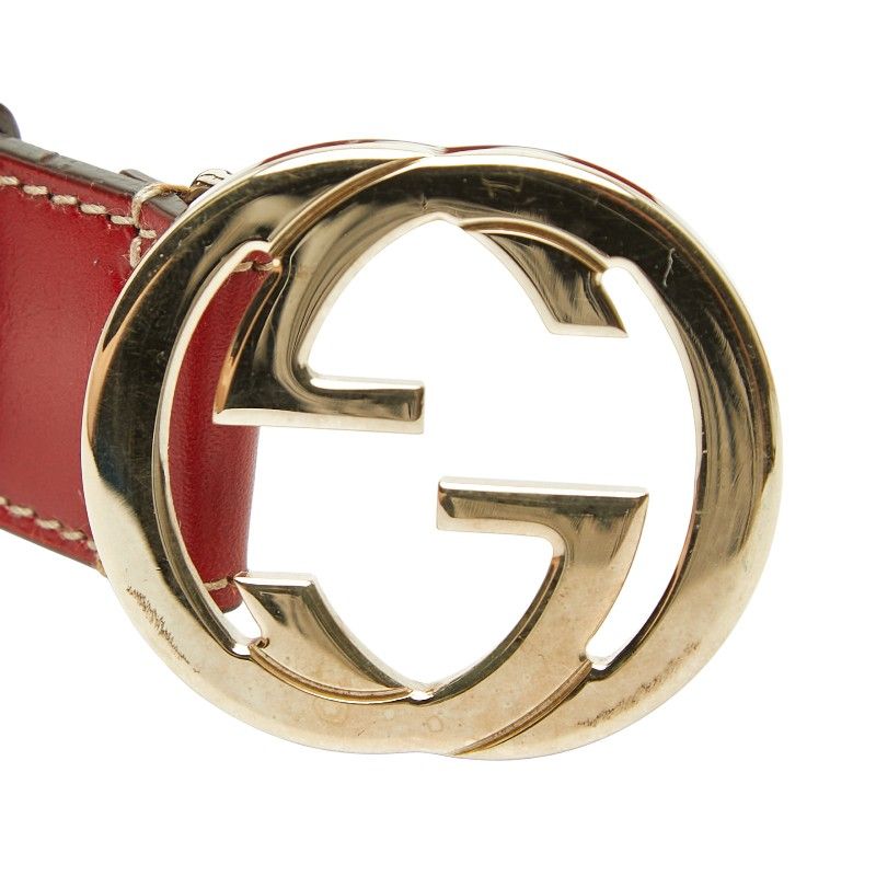 Gucci Interlocking Logo Buckle Belt Red Leather — view 4