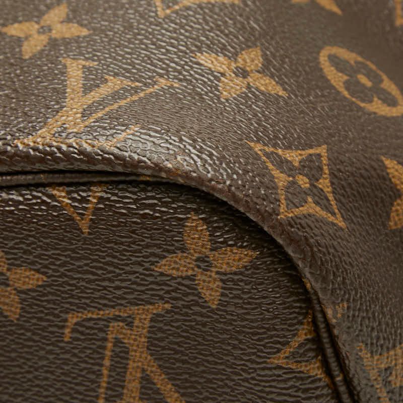 Louis Vuitton Monogram Neverfull MM Tote Shoulder Bag Brown Cerise Red Leather — view 6