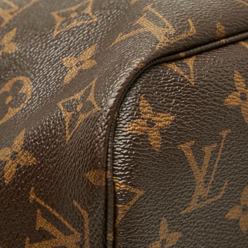 Louis Vuitton Monogram Neverfull MM Tote Shoulder Bag Brown Cerise Red Leather — view 5