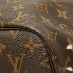 Louis Vuitton Monogram Neverfull MM Tote Shoulder Bag Brown Cerise Red Leather — view 4
