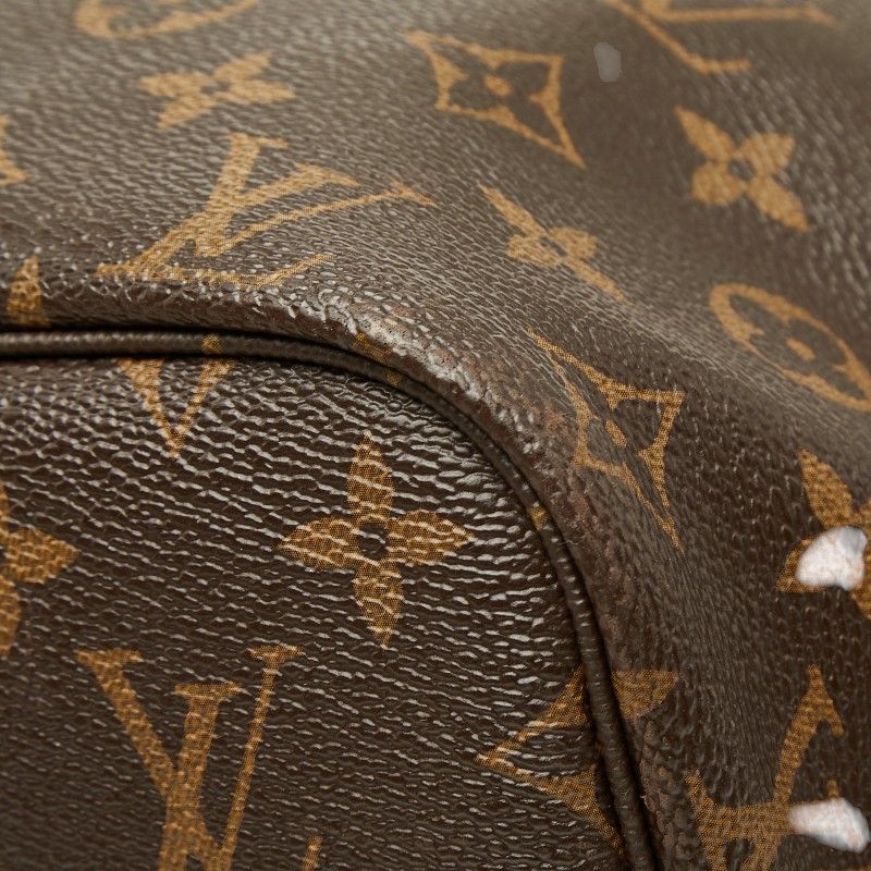 Louis Vuitton Monogram Neverfull MM Tote Shoulder Bag Brown Cerise Red Leather — view 4