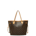 Louis Vuitton Monogram Neverfull MM Tote Shoulder Bag Brown Cerise Red Leather