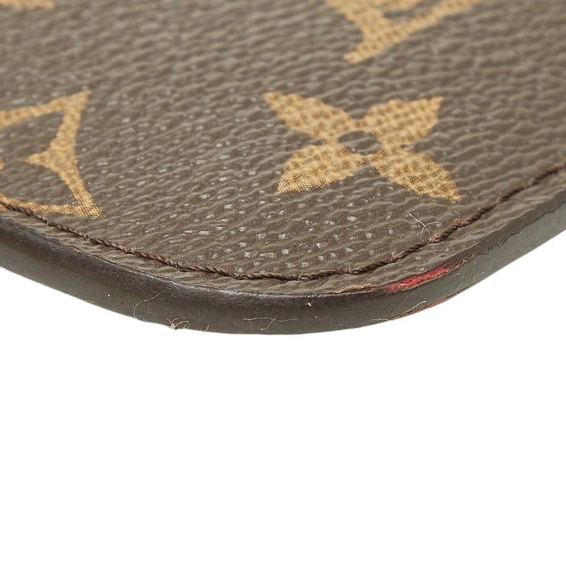 Louis Vuitton Neverfull Pouch Clutch Brown Cerise Red Leather — view 5