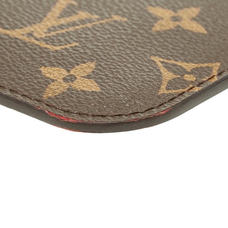 Louis Vuitton Neverfull Pouch Clutch Brown Cerise Red Leather — view 4