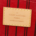 Louis Vuitton Neverfull Pouch Clutch Brown Cerise Red Leather — view 8