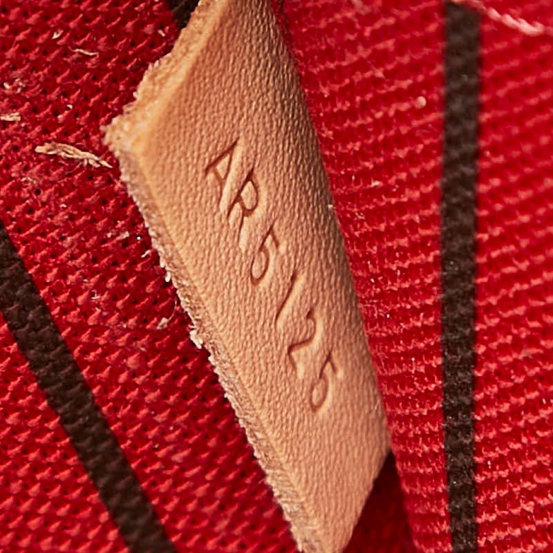Louis Vuitton Neverfull Pouch Clutch Brown Cerise Red Leather — view 7