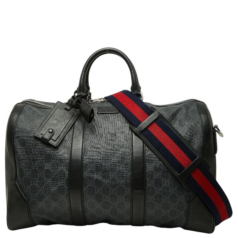 Gucci GG Supreme Boston Bag 2-Way Black Leather