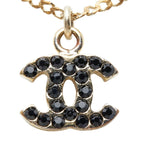 Chanel CC Logo Pendant Gold Black Plated Rhinestone — view 4