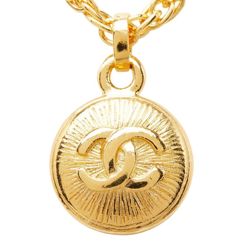 Chanel CC Logo Vintage Chain Pendant Gold Plated — view 4