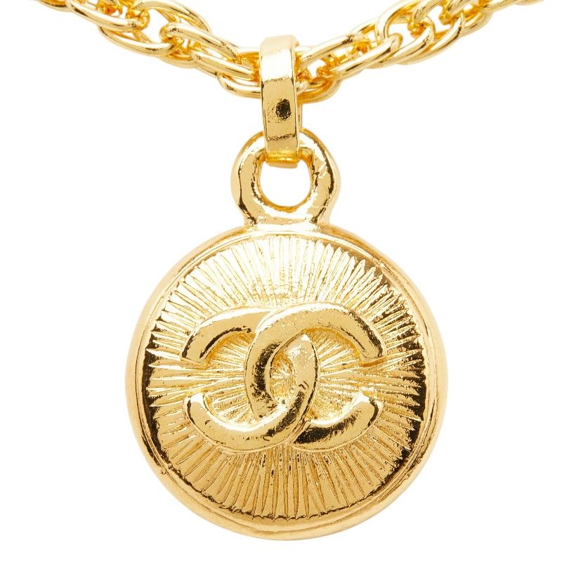 Chanel CC Logo Vintage Chain Pendant Gold Plated — view 3