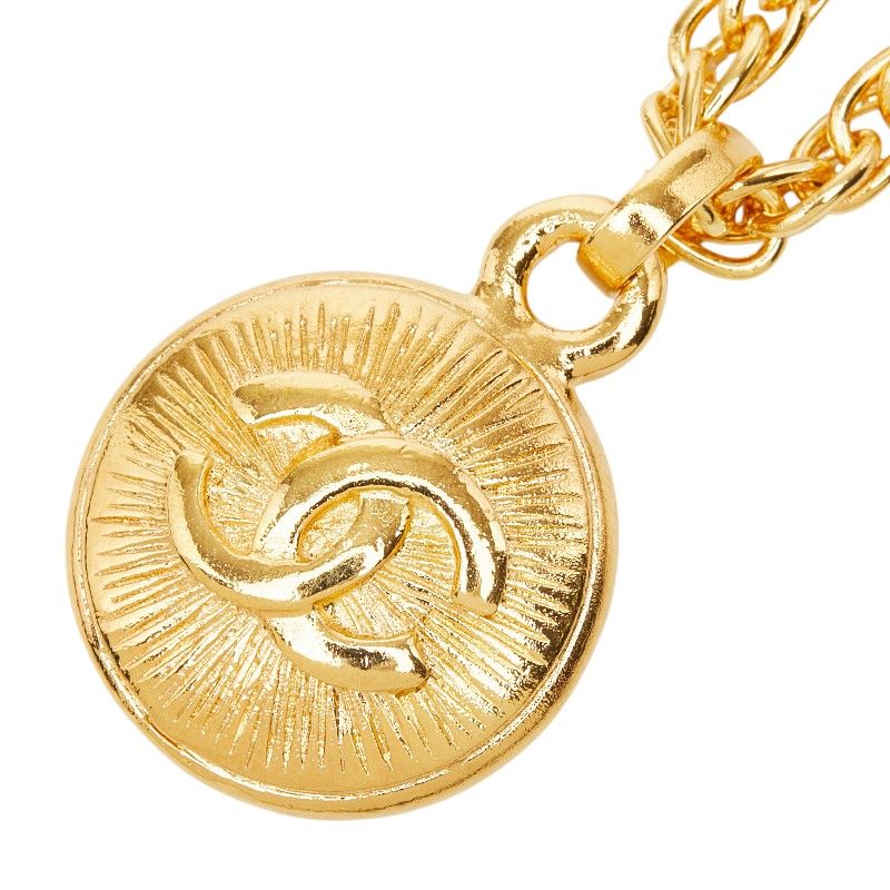 Chanel CC Logo Vintage Chain Pendant Gold Plated