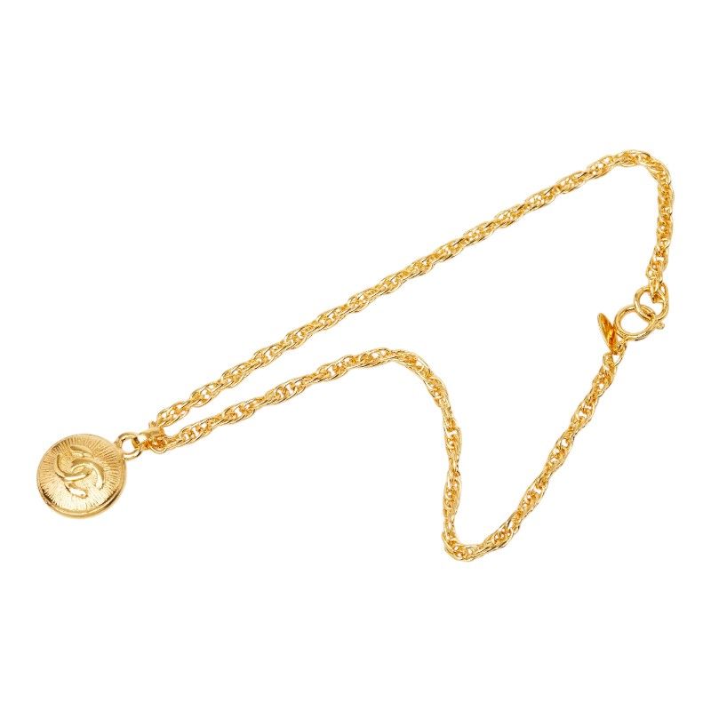 Chanel CC Logo Vintage Chain Pendant Gold Plated — view 2