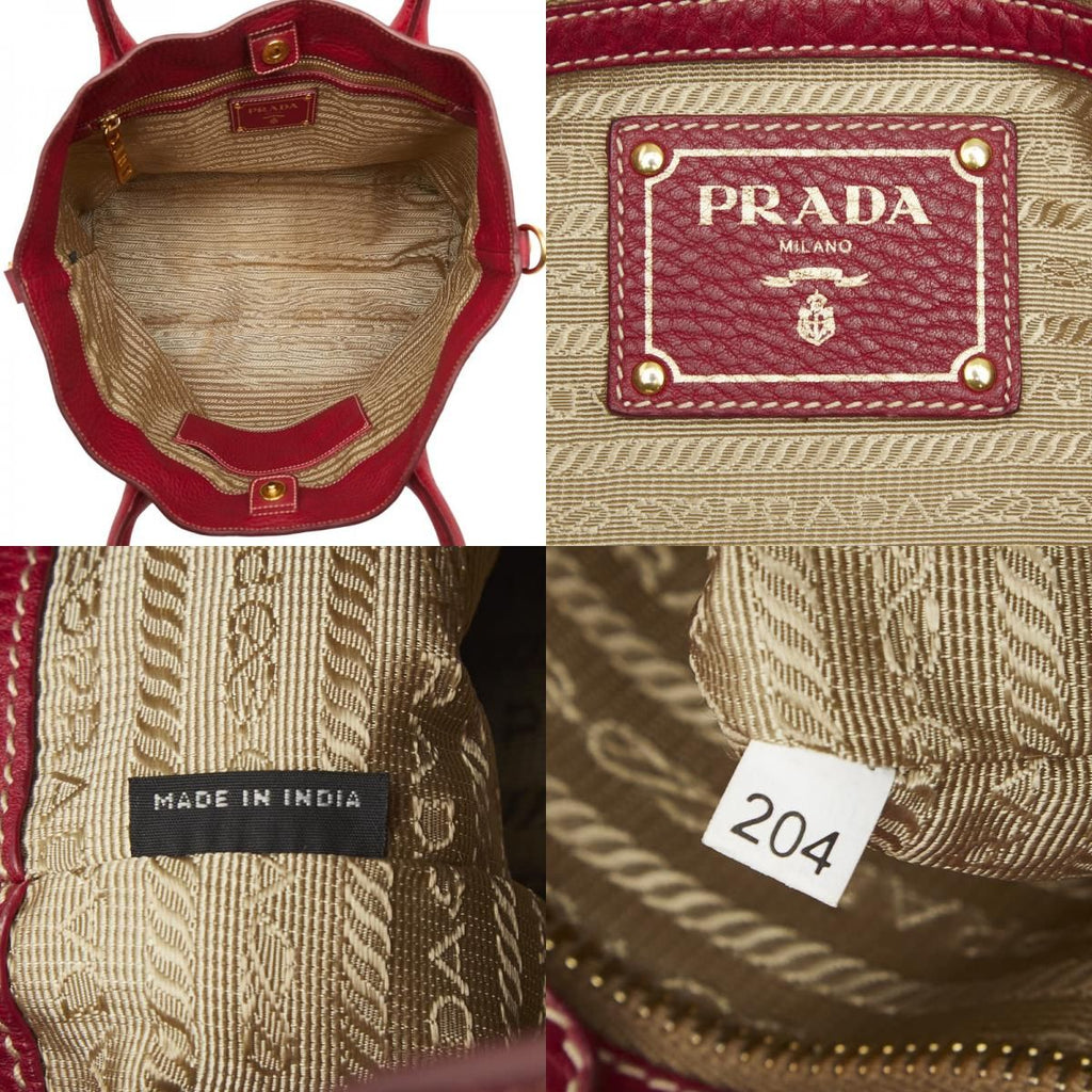 Prada Tote Shoulder Bag 2-Way Red Leather — view 9