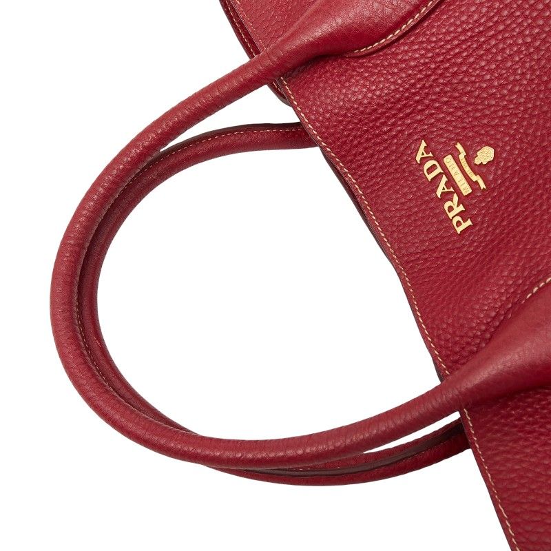 Prada Tote Shoulder Bag 2-Way Red Leather — view 4