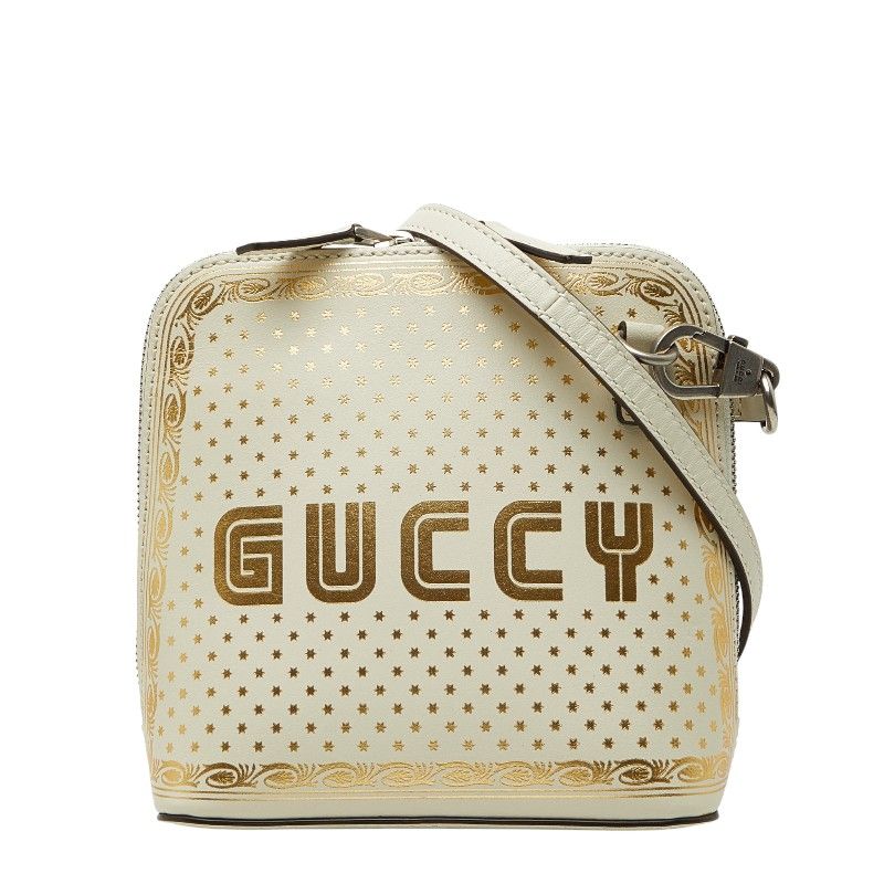 Gucci Sega Guccy Crossbody Shoulder Bag Off White Gold Leather
