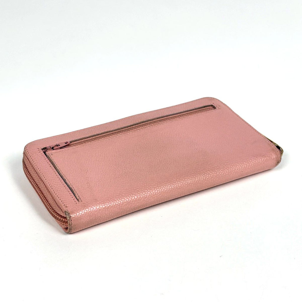 Chanel CC Logo Zip Around Wallet CC Round Zip Caviar Leather Pink — view 2