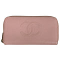 Chanel CC Logo Zip Around Wallet CC Round Zip Caviar Leather Pink