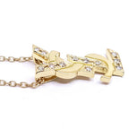 Saint Laurent 18k Yellow Gold Logo Diamond Necklace YSL Vintage — view 6