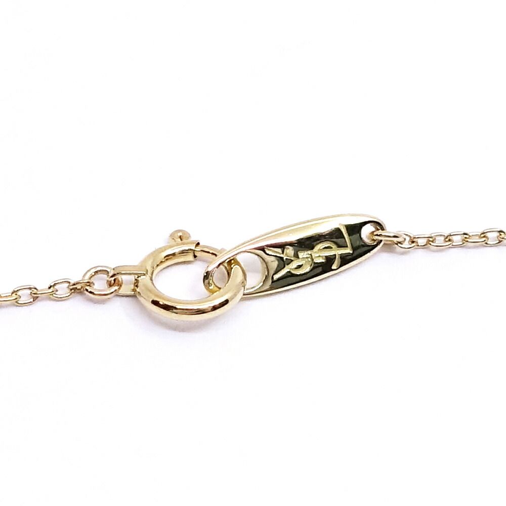 Saint Laurent 18k Yellow Gold Logo Diamond Necklace YSL Vintage — view 8
