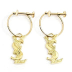 Saint Laurent 18k Yellow Gold Logo Hoop Earrings YSL Vintage