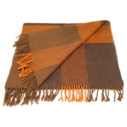 Hermes Block Check Wool Fringe Scarf — view 3