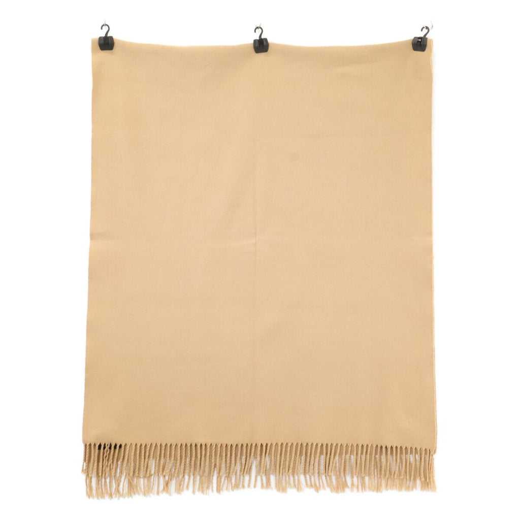 Hermes Logo Embroidery Cashmere Fringe Scarf — view 2
