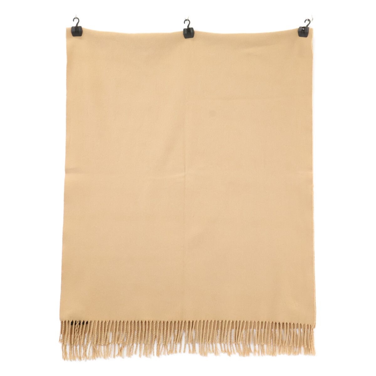 Hermes Logo Embroidery Cashmere Fringe Scarf — view 2