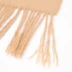 Hermes Logo Embroidery Cashmere Fringe Scarf — view 6
