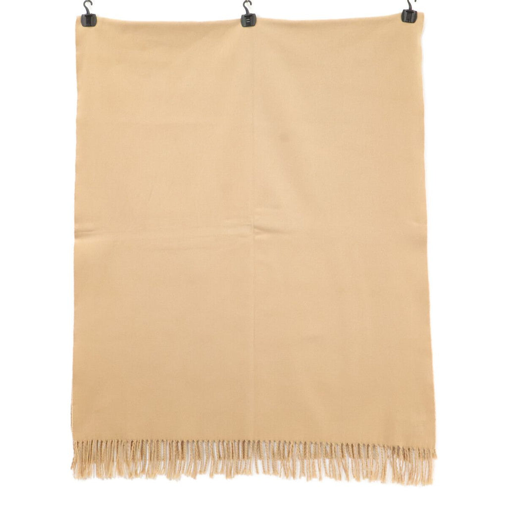 Hermes Logo Embroidery Cashmere Fringe Scarf — view 3