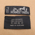 Hermes Logo Embroidery Cashmere Fringe Scarf — view 5