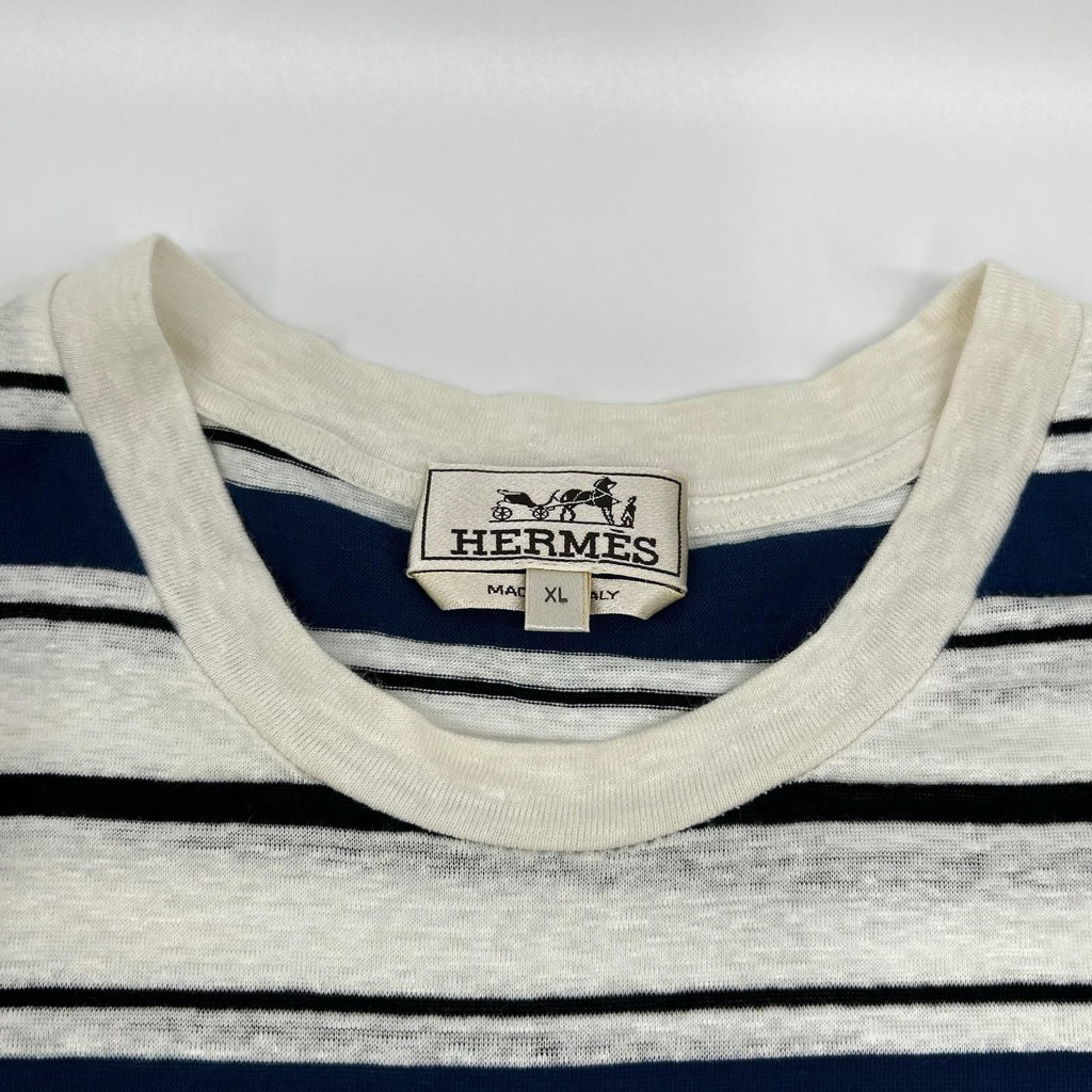 Hermes Blue Border Crew Neck T-Shirt XL — view 8