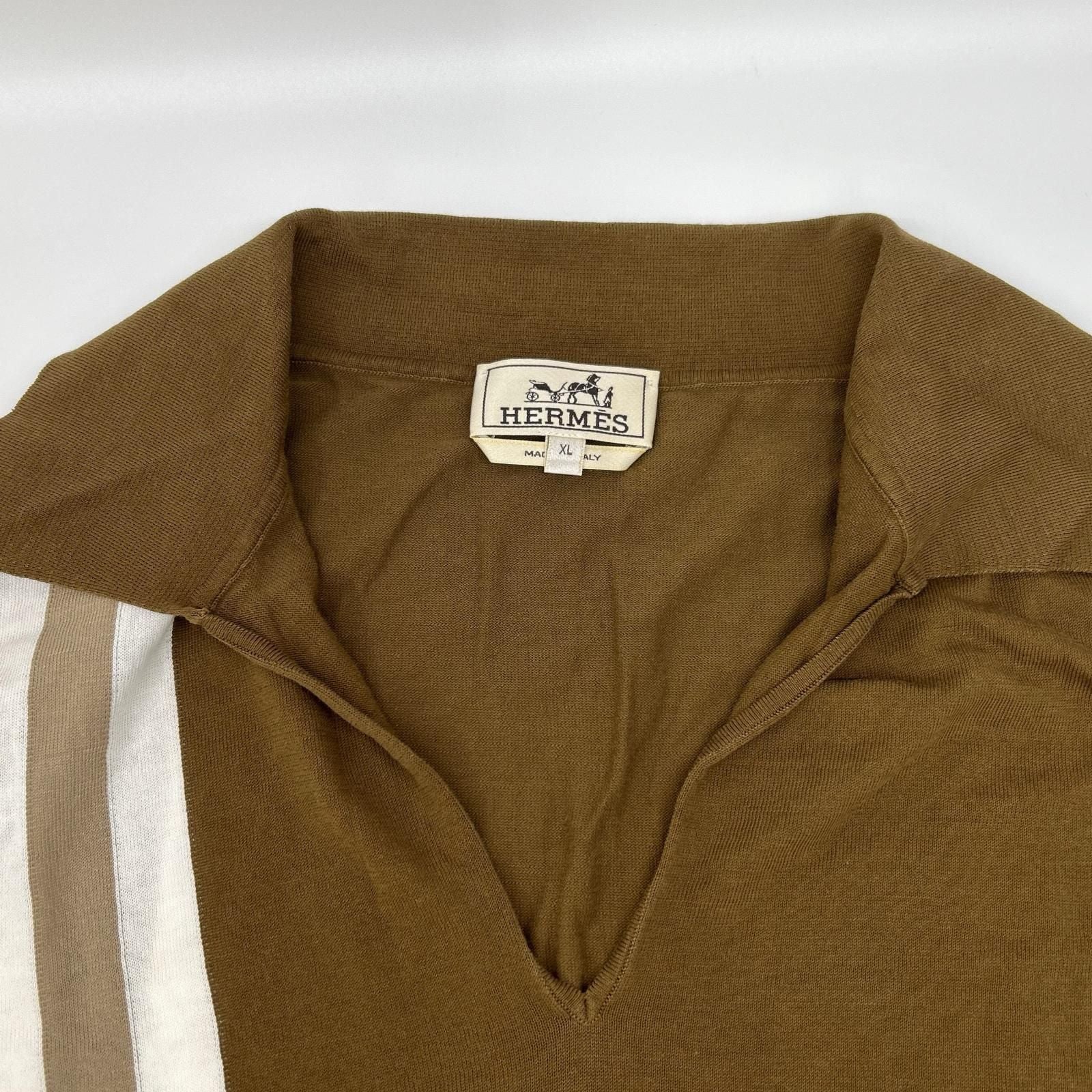 Hermes Brown Skipper Knit Polo Shirt XL — view 8